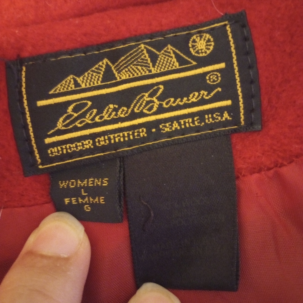 Eddie Bauer Red Wool Coat, Sz L - Picture 2 of 8